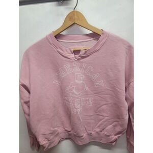American Eagle Outfitters Cropped‎ Sweatshirt Womens Graphic Pullover Pink
